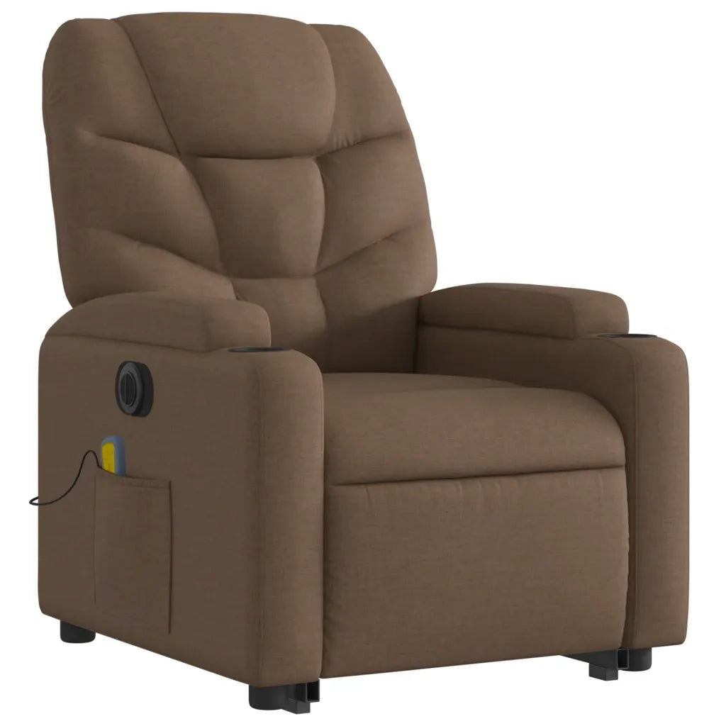 Poltrona Alzapersona Massaggiante Elettrica Marrone Tessuto 3204636