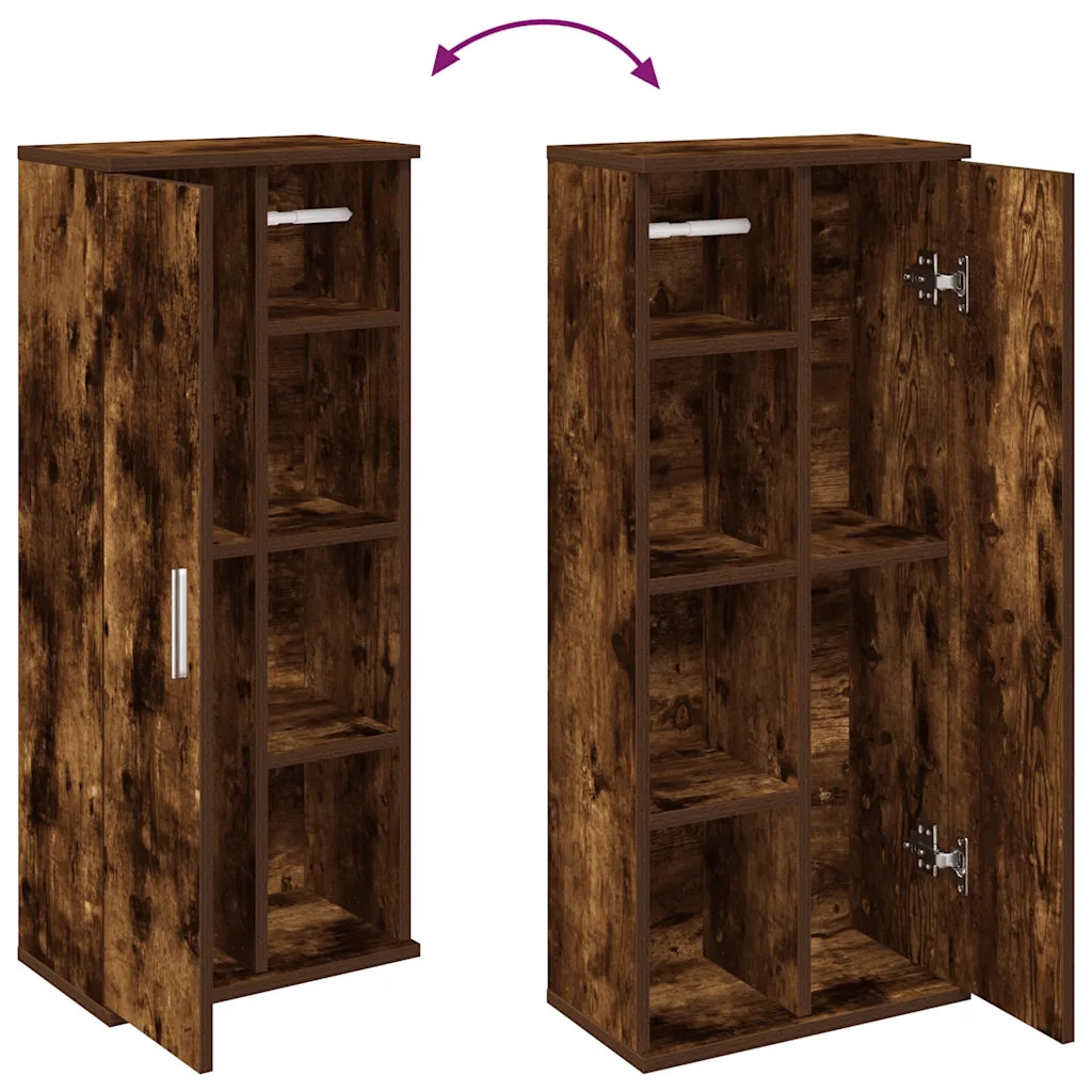Mobile da Bagno | Armadio da bagno con Portarotolo Rovere Fumo 39x22x90 cm