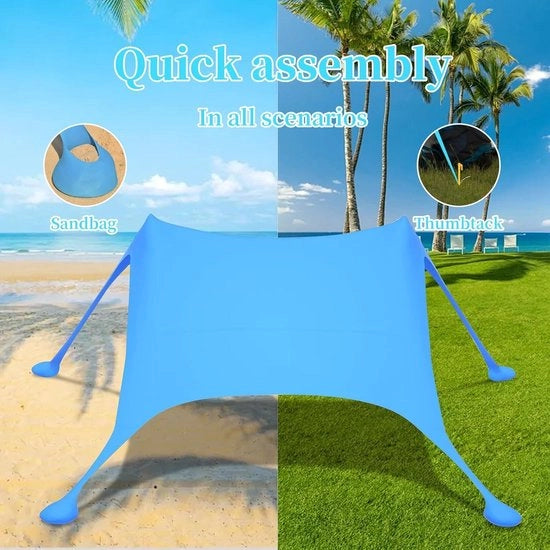 Ombrellone da spiaggia 21 m x 21 m paracarro 12% tessuto lycra - Blocca 98% raggi UV - Incluso sacchetto a mano e scopa da sabbia