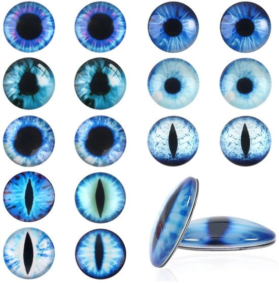 Occhi di Vetro 25mm Blu - 20 Pezzi - Cabochon di Vetro - Occhi di Sicurezza - Progetti Artigianali a Mano - Materiale Duraturo