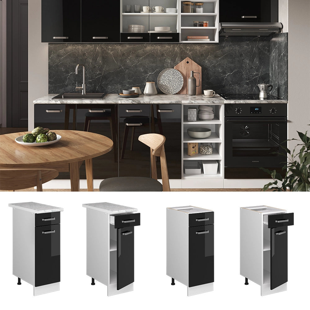 Vicco Mobiletto base per cucina Nero lucido 30 cm , PL Antracite