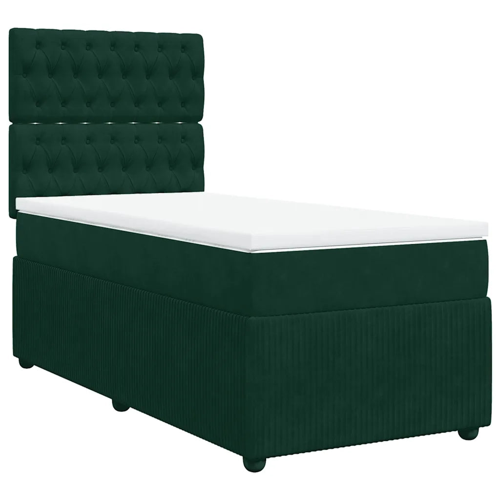 vidaXL Giroletto a Molle con Materasso Verde Scuro 100x200 cm Velluto