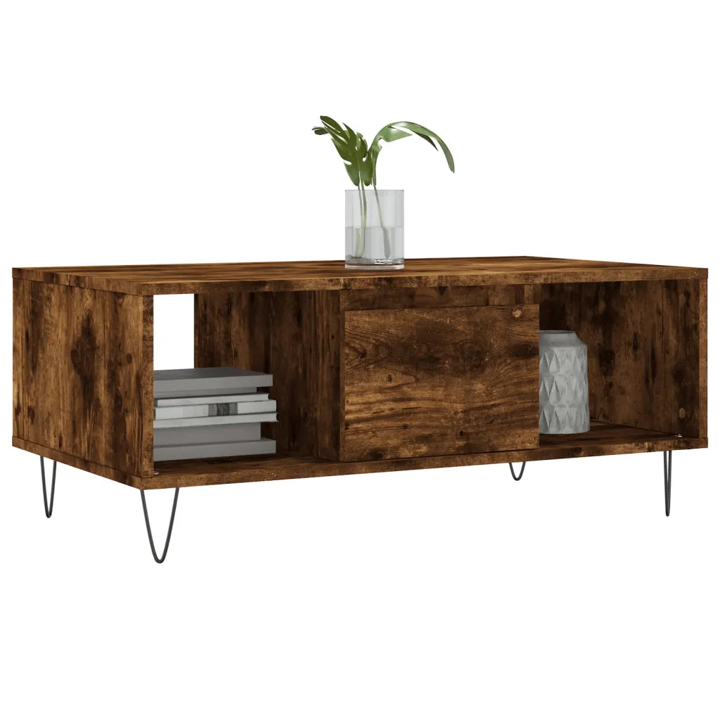 Tavolino da Salotto Rovere Fumo 90x50x36,5 cm Legno Multistrato 830593