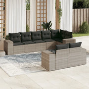 Set Divano da Giardino 8pz con Cuscini Grigio Chiaro Polyrattan