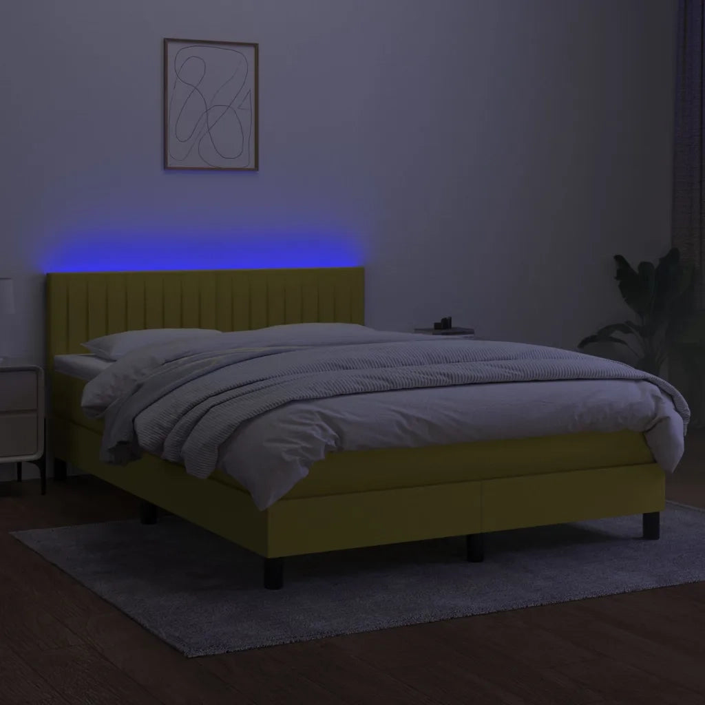 Letto a Molle con Materasso e LED Blu 140x190 cm in Tessuto 3133315