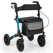 Deambulatore pieghevole fuoristrada 62 x 82 x 81,5-97 cm seduta ergonomica confortevole sicurezza rinforzata alluminio blu 20_0011669