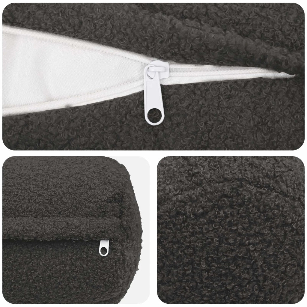 Federa 2 pcs HEERLEN Grigio Scuro Ø 15 x 40 cm Bouclé 923271