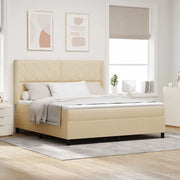 Letto a molle con materasso Crema 180 x 200 cm Tessuto 3343586