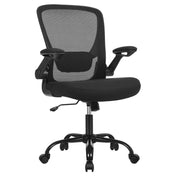 Sedia da ufficio con braccioli pieghevoli sedia da ufficio in tela sedile girevole a 360° supporto lombare regolabile salvaspazio nera 12_0005862