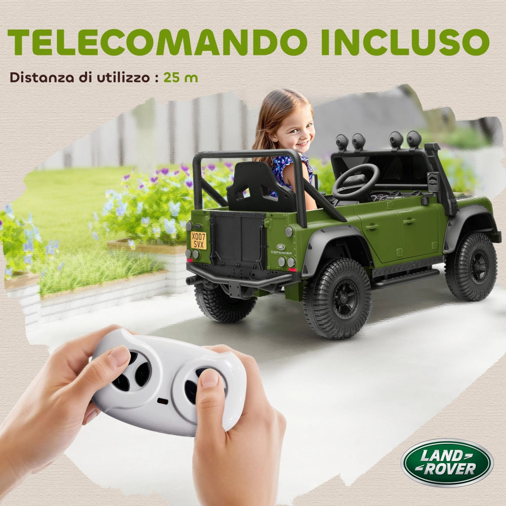 Auto Bambini Land Rover Verde con Telecomando e Luci LED ¨C zephmum ¨C 12V per 3-5 Anni