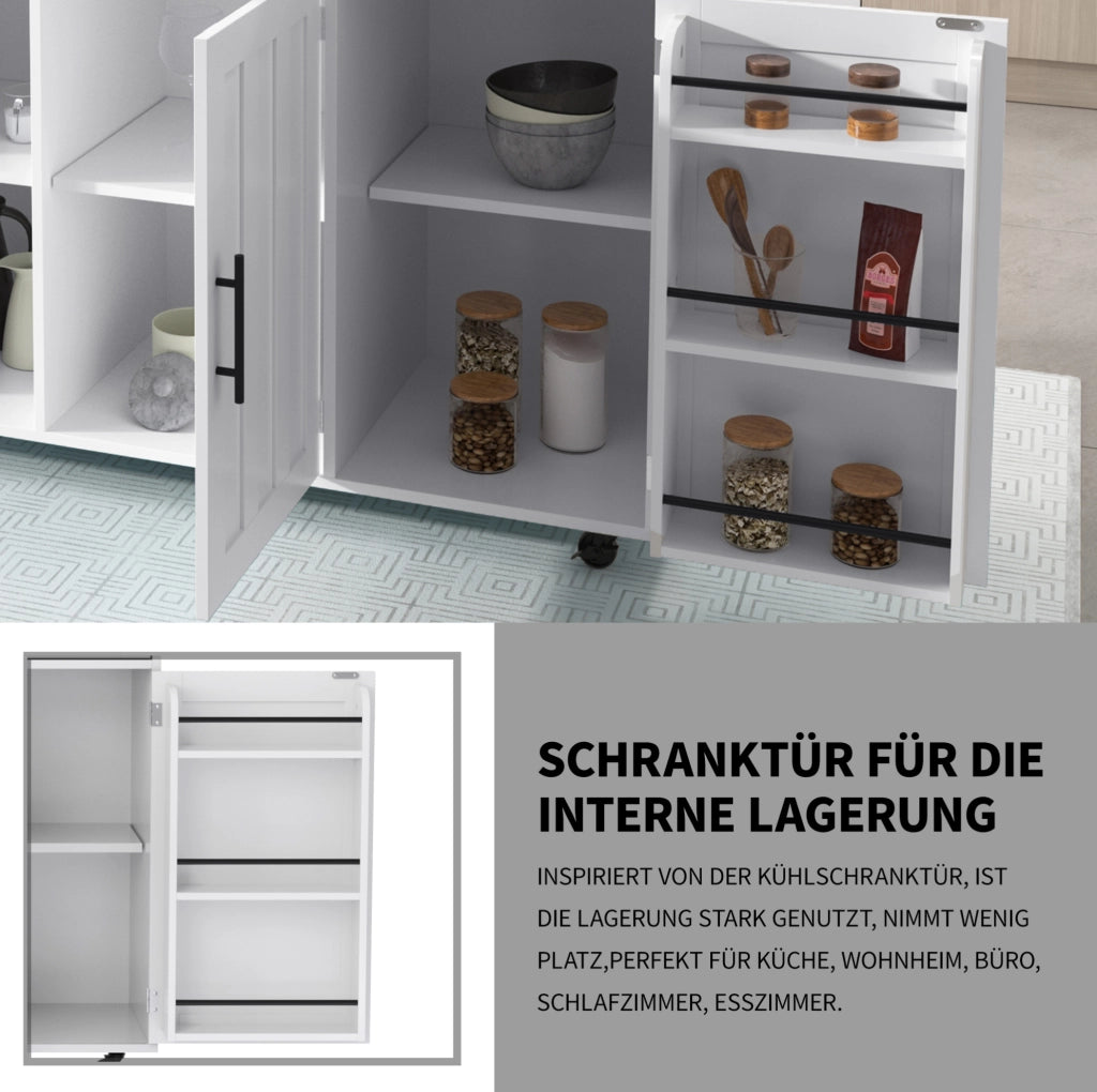 Carrello da cucina con piano ribaltabile 129x71x91;5 cm bianco in MDF
