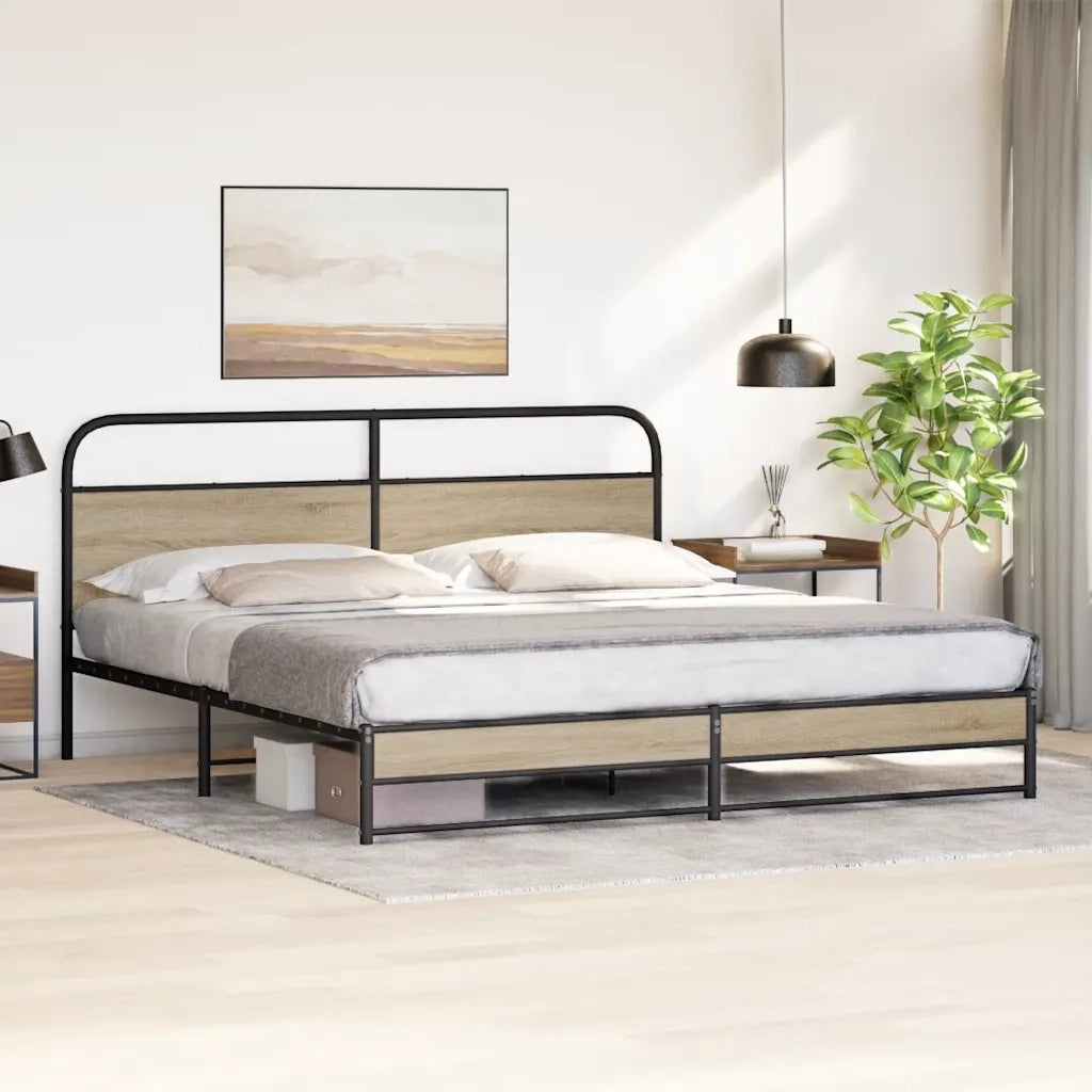 Giroletto senza Materaso in Metallo Rovere Fumo 200x200 cm 3318683