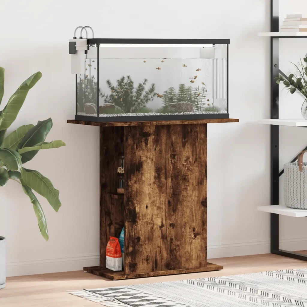 Supporto Acquario 75x36x72,5 cm Legno Multistrato Rovere Fumo 833652