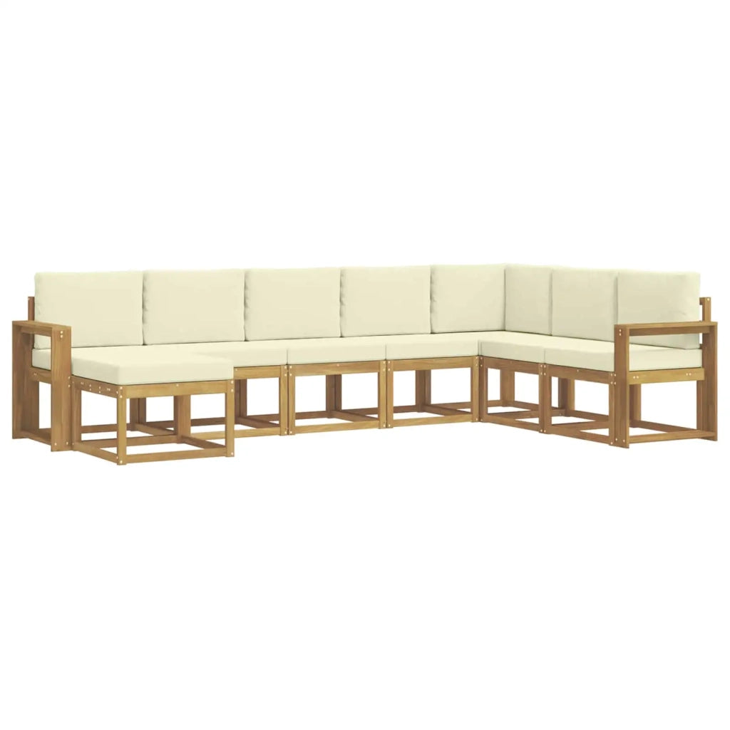 Set di divani da esterno con cuscino 8 pcs Bianco e Crema