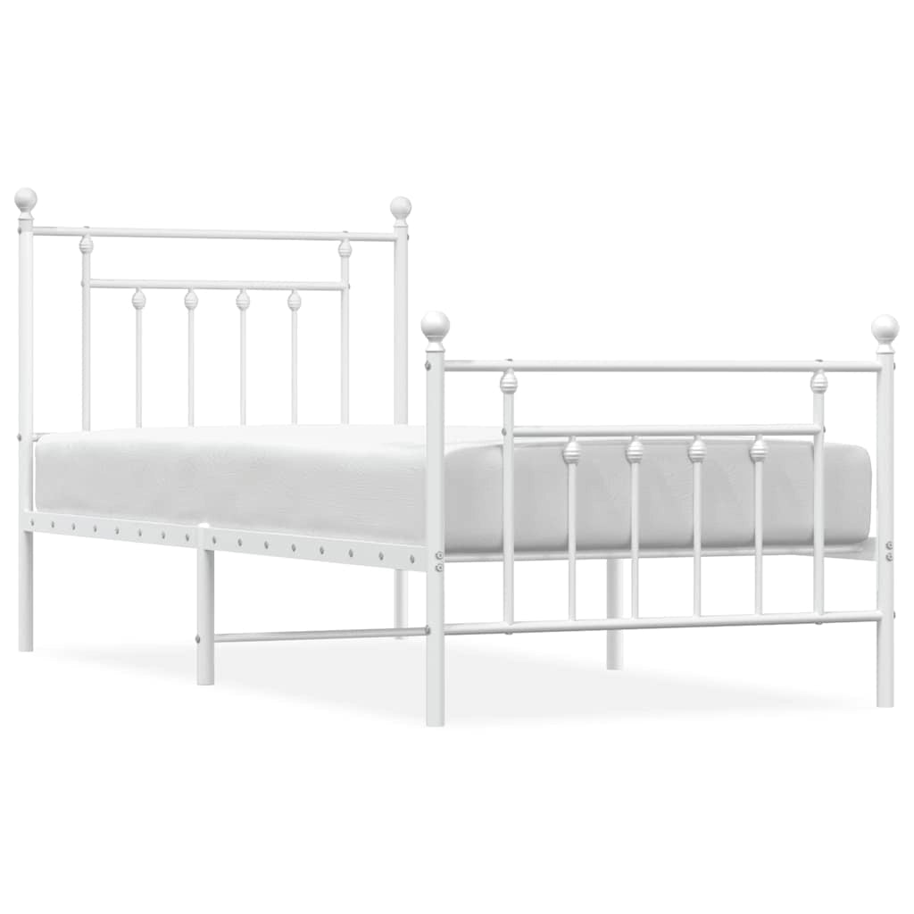 Giroletto con Testiera e Pediera Metallo Bianco 90x190 cmcod mxl 129768