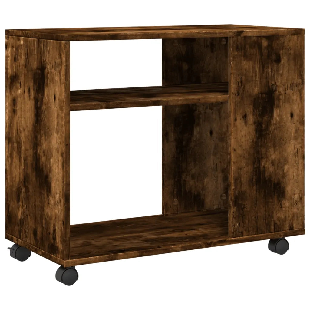 Tavolino con Ruote-Tavolino da soggiorno-Tavolo Rovere Fumo 70x35x60 cm in Truciolato