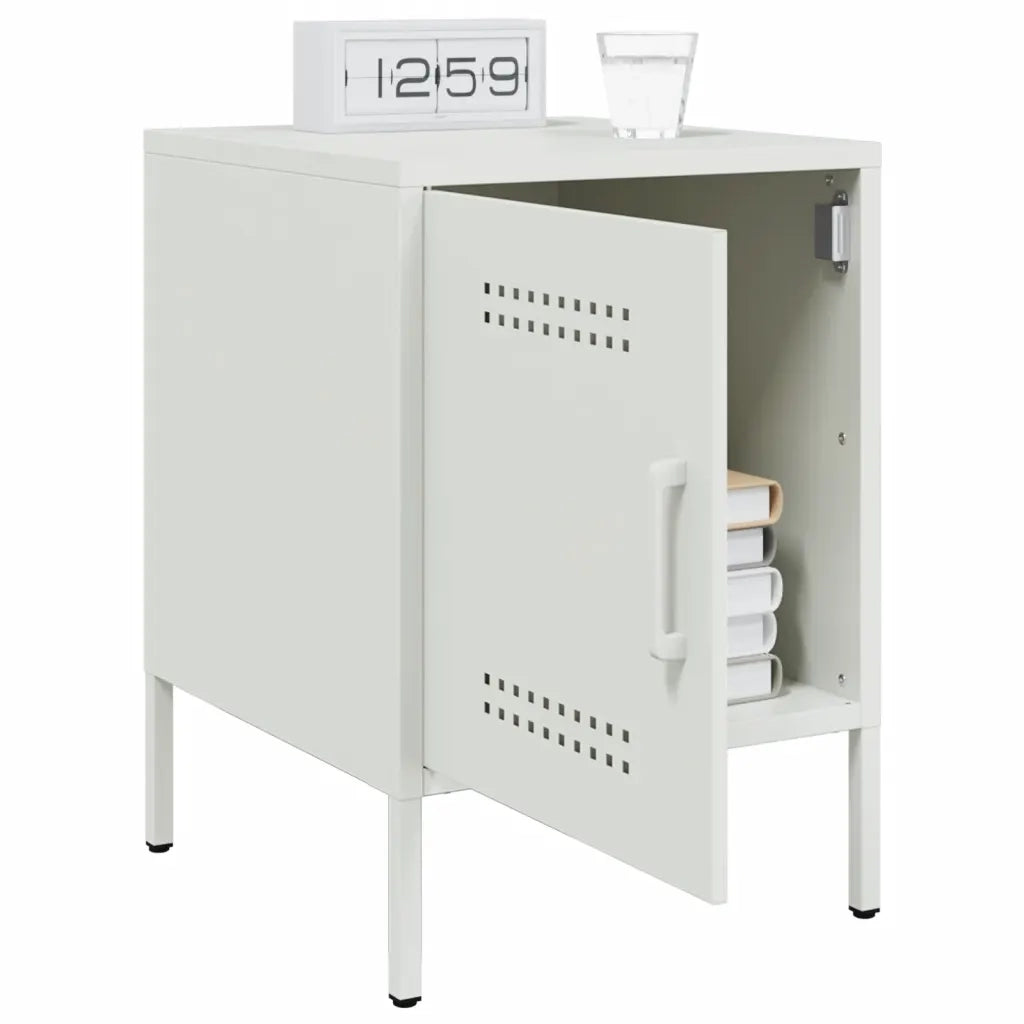 Comodino-Tavolino da notte Bianco 36x39x50,5 cm in Acciaio 294869