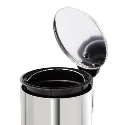 Pattumiera bagno in acciaio cromato con pedale e coperchio slim 3 lt