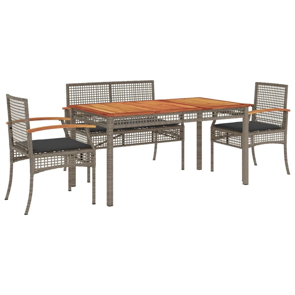 Set da Pranzo da Giardino 5 pz con Cuscini in Polyrattan Grigiocod mxl 114529