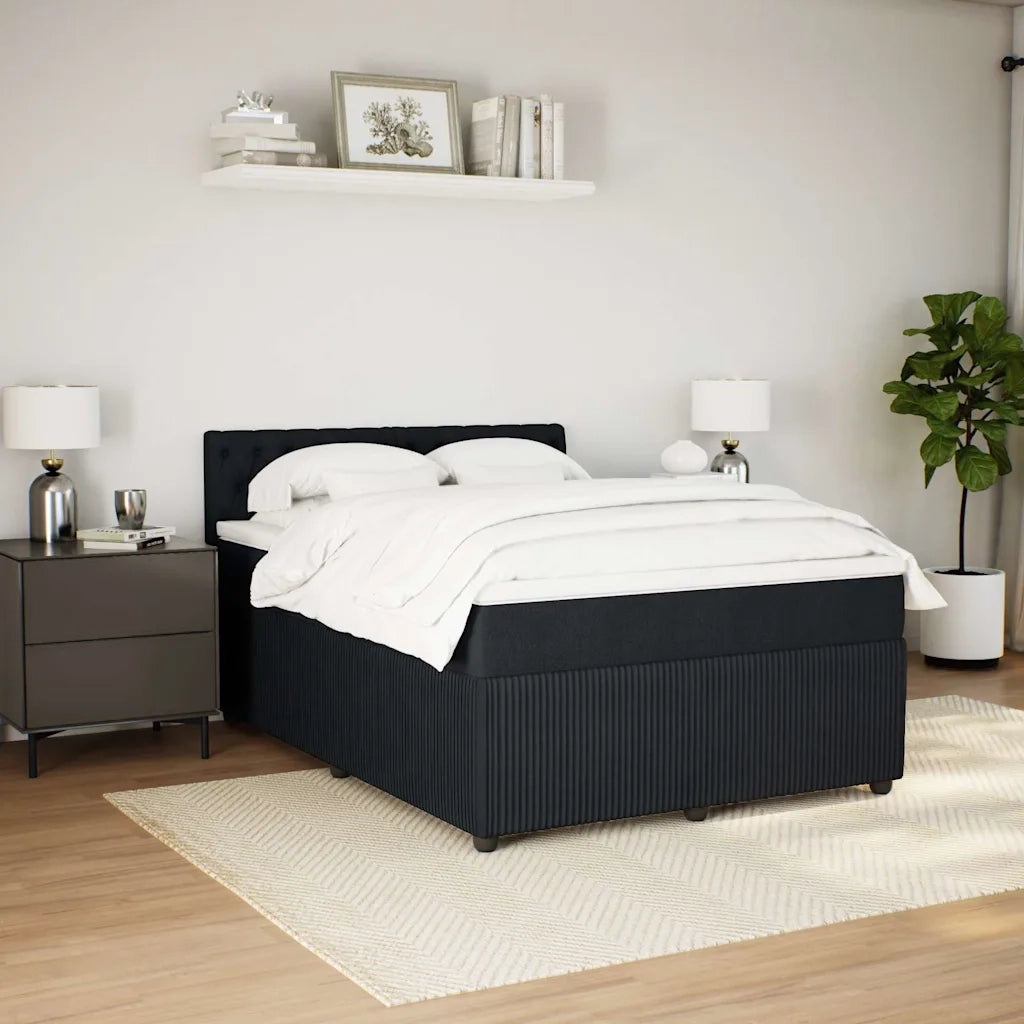 vidaXL Giroletto a Molle con Materasso Nero 160x200 cm in Velluto