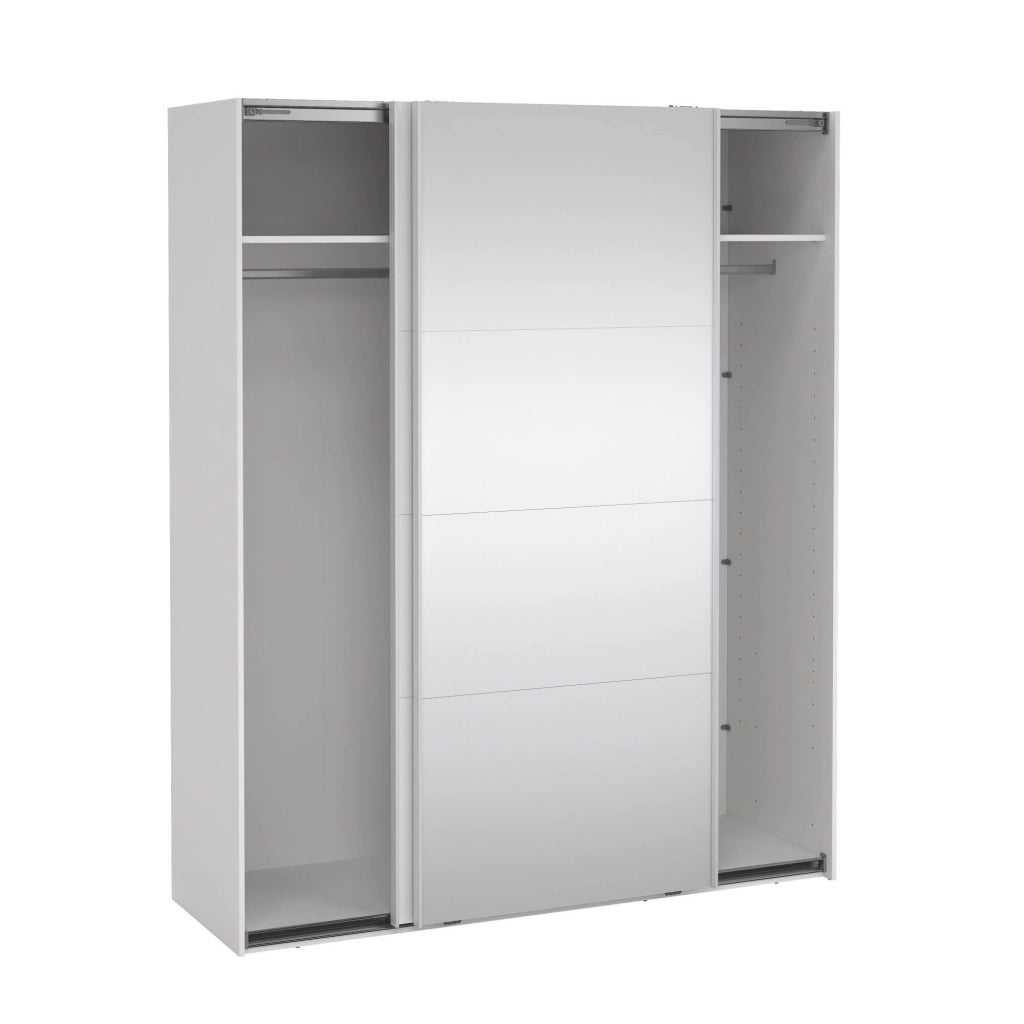 Guardaroba 2 ante Malakas, Mobile camera da letto, Cabina armadio portabiti, Armadio appendiabiti, 179x65 h220 cm, Bianco