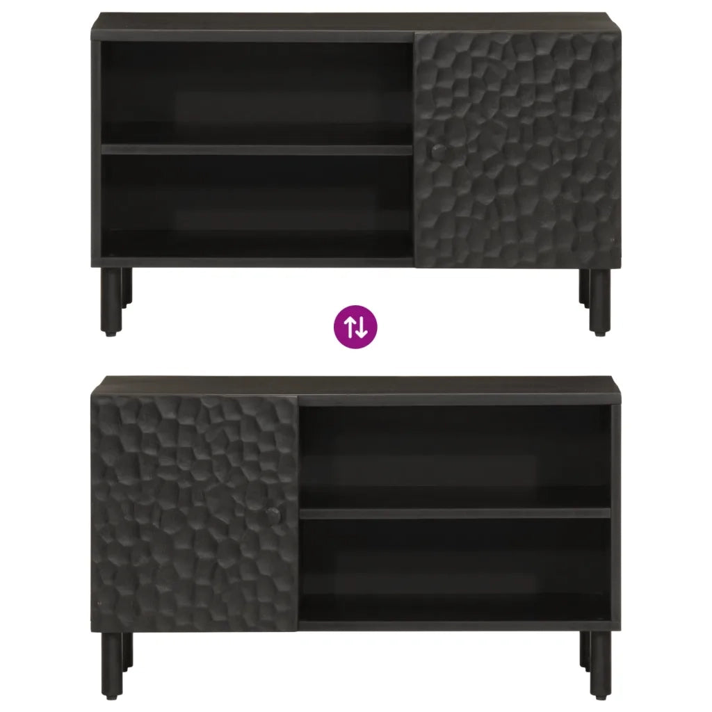 Mobile TV | Armadietto TV | Mobile Porta TV Nero 80x31x46 cm in Legno Massello di Mango