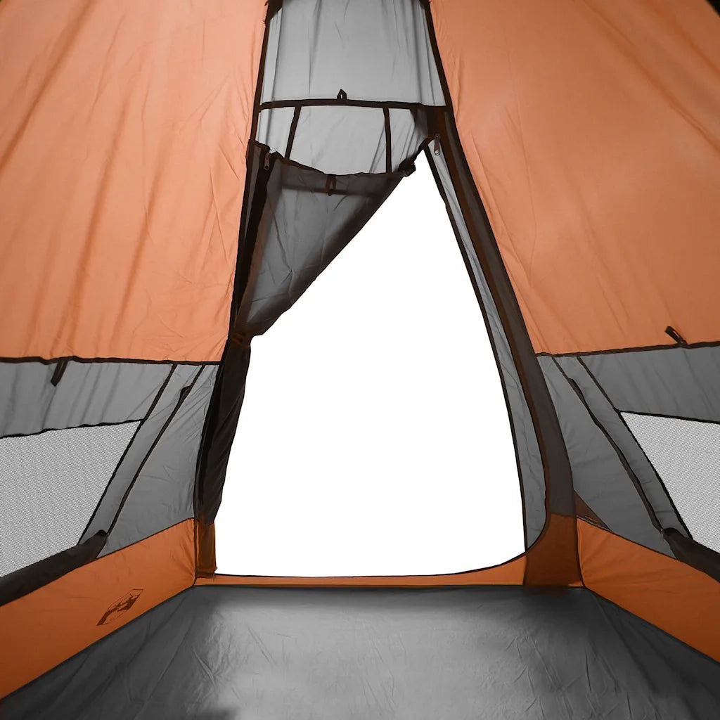 Tenda da Campeggio Tipi 7 Persone Arancione Impermeabile 94429