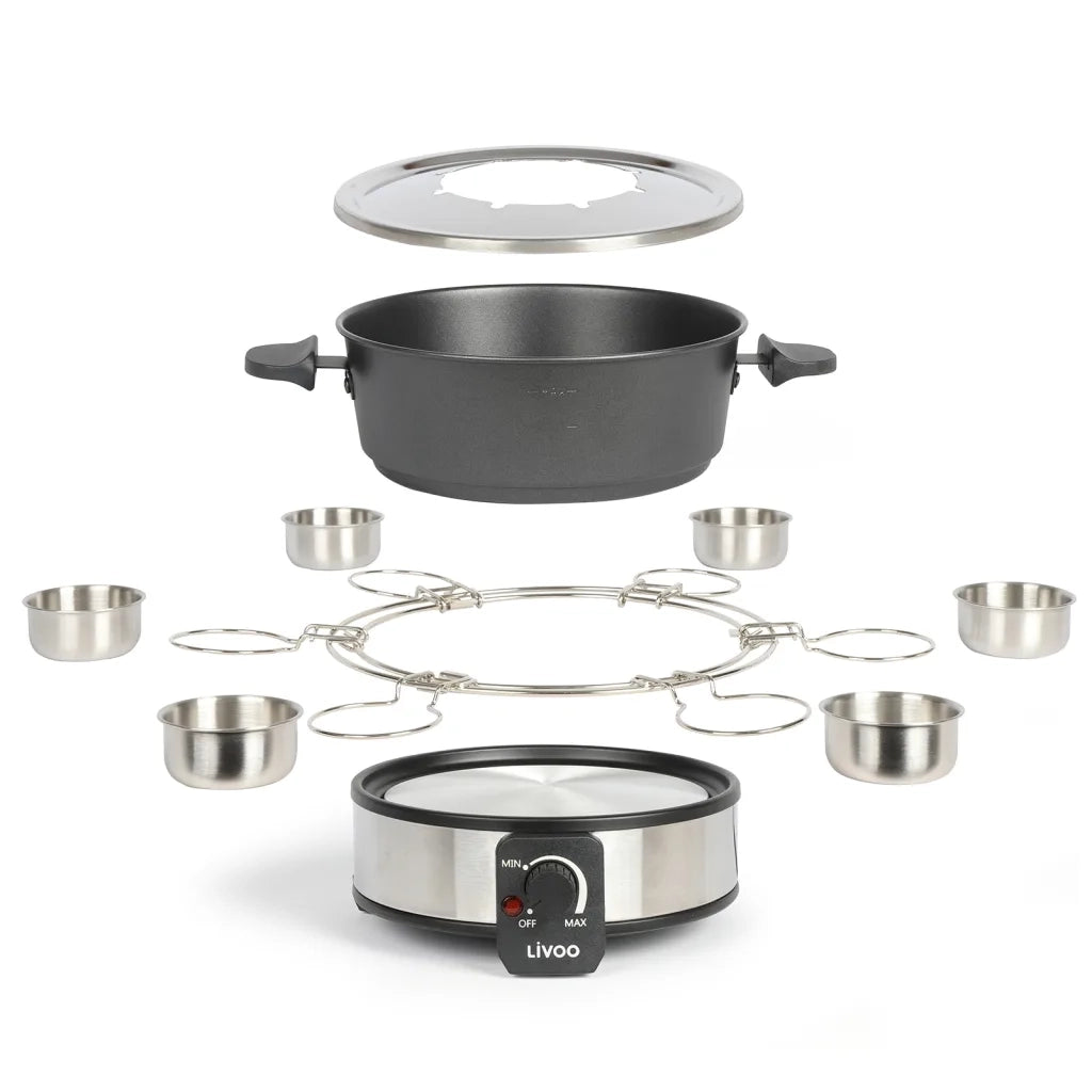 Livoo Pentola per Fonduta Elettrica 8 persone 1,8 L 1000 W Nera 443482