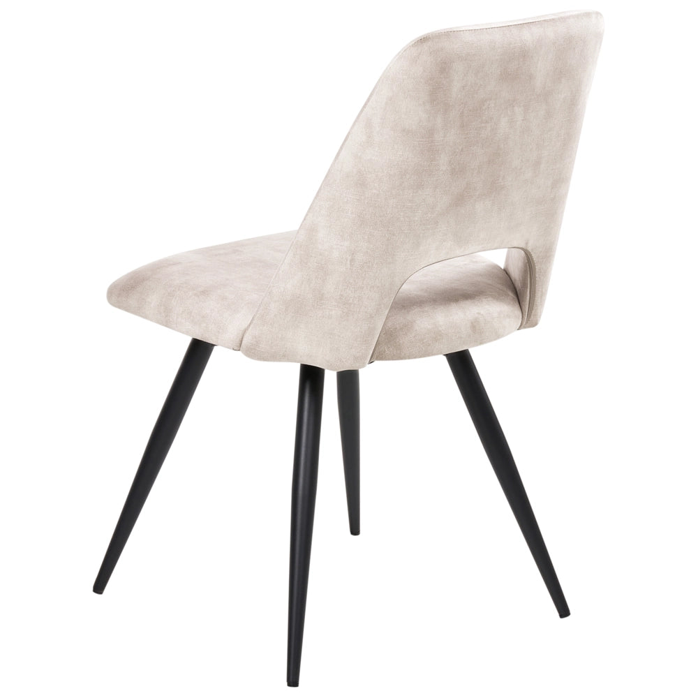 Set di 2 sedie da pranzo in velluto beige chiaro con gambe in ferro nero girevoli a 180° moderne sedie imbottite