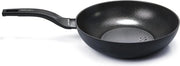 Wok in acciaio in alluminio nero 28 cm - Grande wok in acciaio in alluminio con trattamento antiscivolo