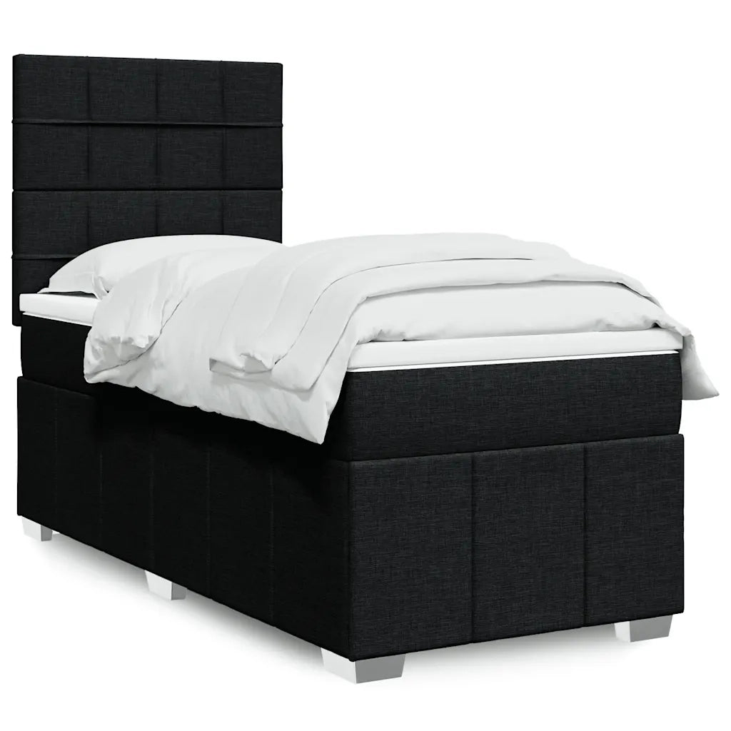 Giroletto a Molle con Materasso-Struttura Letto Nero 90x190 cm in Tessuto 668880
