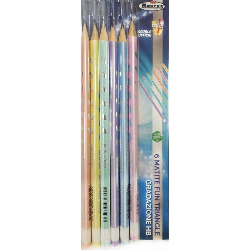 MAURY'S MATITE DA DISEGNO RIVESTITE FUN 6PZ TRIANGOLARI