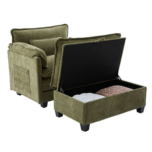 Poltrona oversize - Xylo - con poggiapiedi e pouf tasche laterali velluto