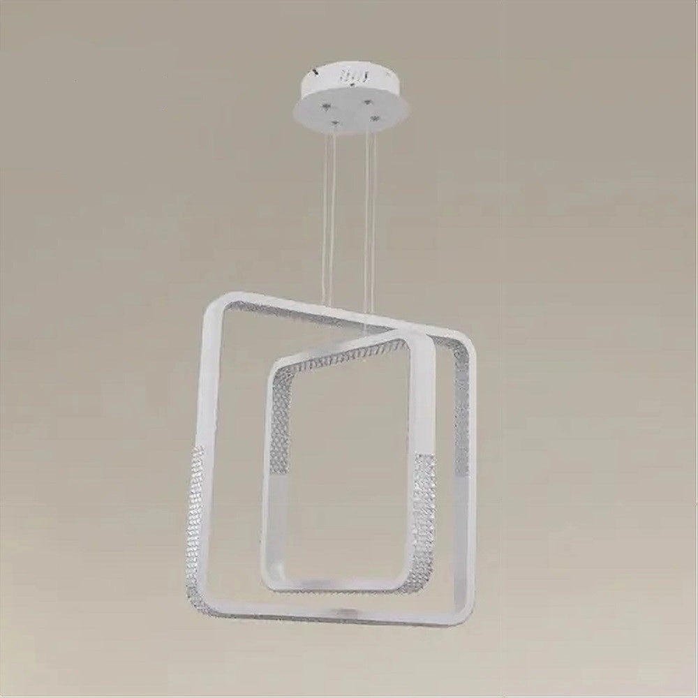 Trade Shop - Lampadario A Sospensione Led 64w Quadrati Effetto Cristallo Moderno Bianco 32187 -
