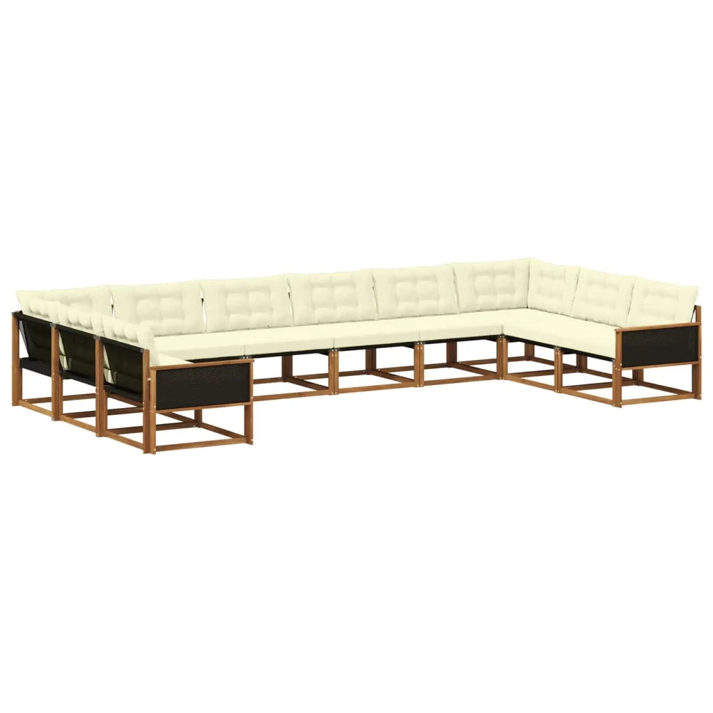 Set di divani da esterno con cuscino 10 pcs Naturale e Crema