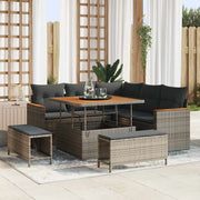 Set Divano da Giardino con cuscino 8 pcs Grigio Poly Rattan