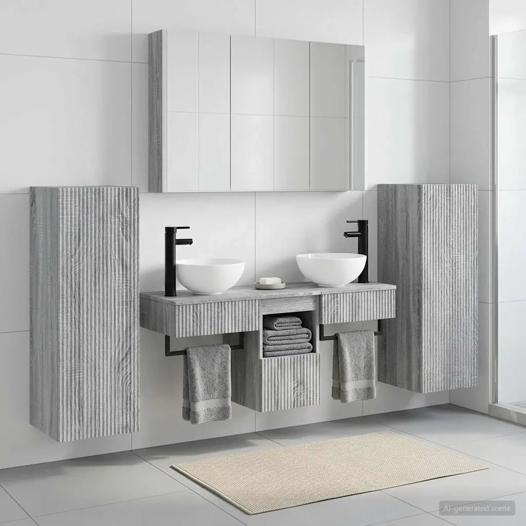 Set di mobili per il bagno 6 pcs Sonoma grigio 3407124