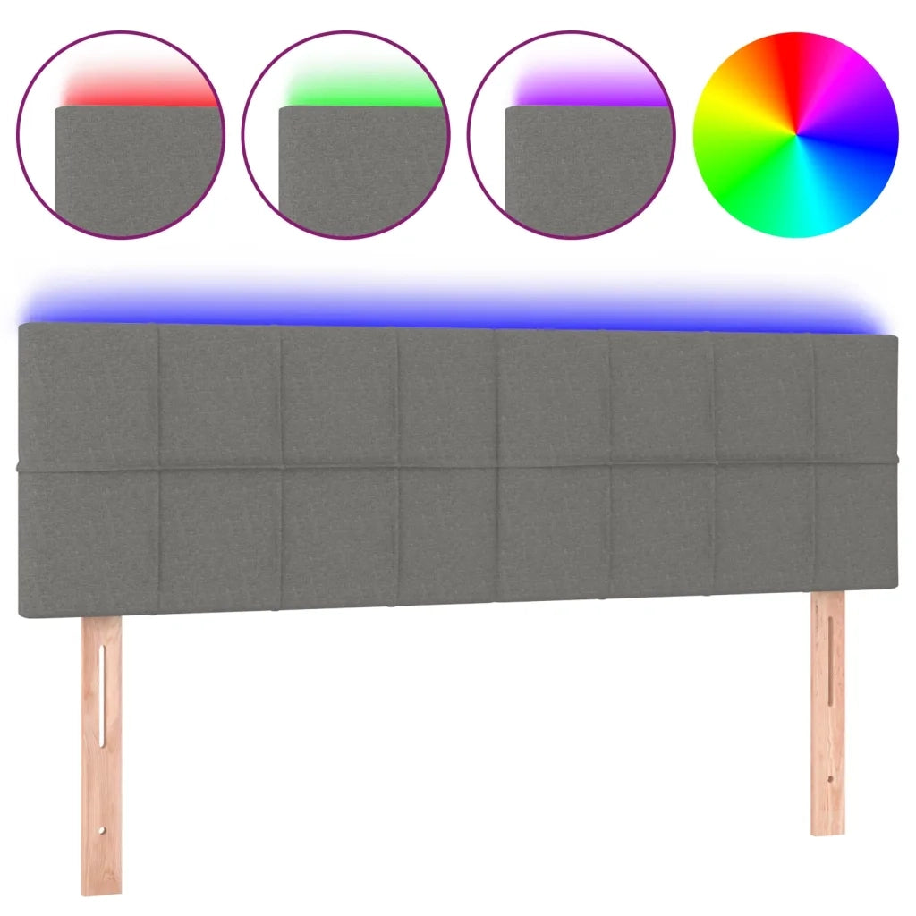 Testiera | Testata a LED Grigio Scuro 144x5x78/88 cm in Tessuto