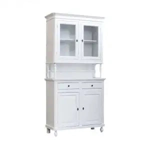 Credenza cristalliera napoletana in legno 2 ante Shabby chic bianco
