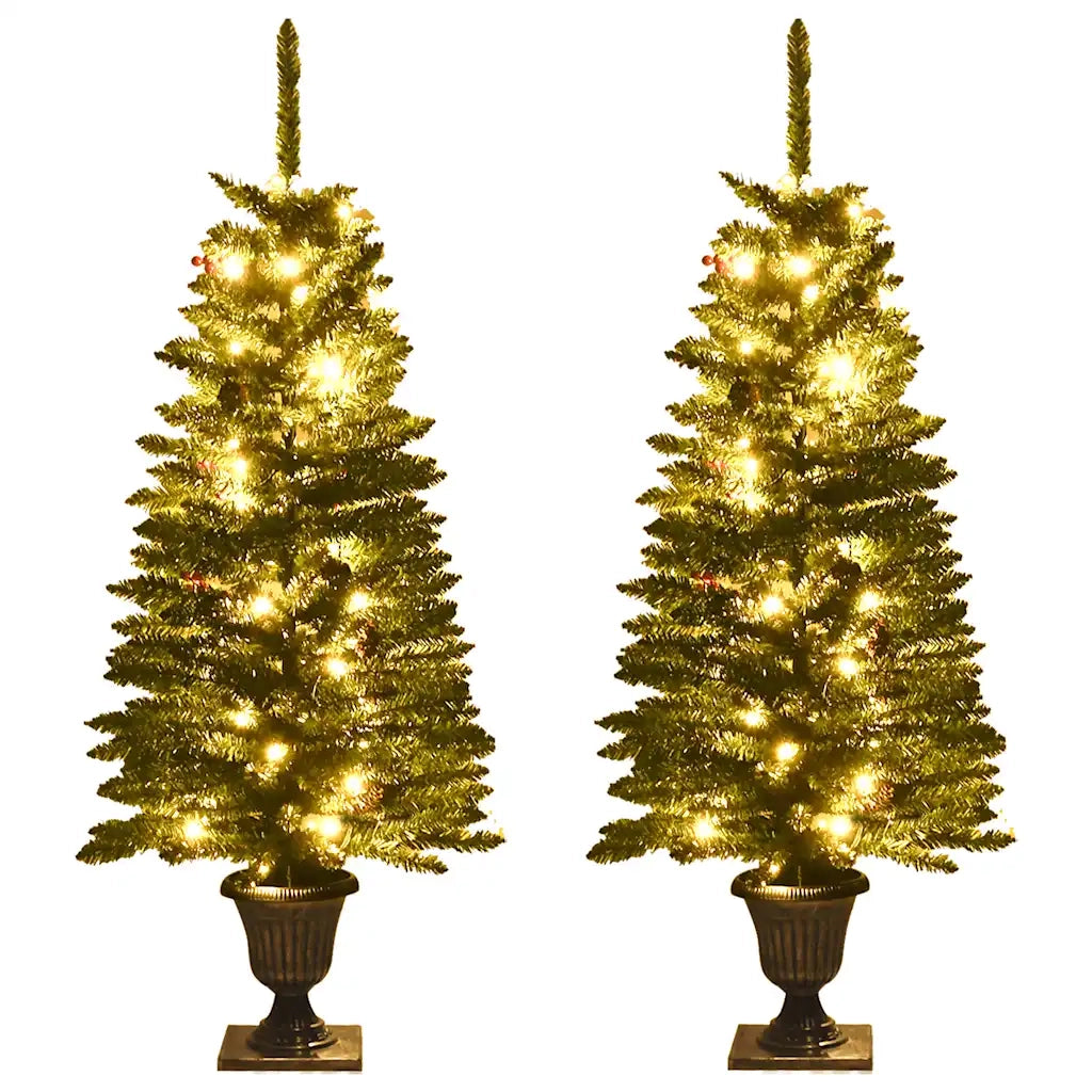 Alberi di Natale Artificiali 2 pz con Corona, Ghirlanda e LED cod mxl 21027