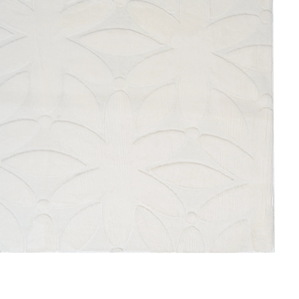 Tappeto Rettangolare Bianco Sporco in Tessuto Jacquard 160 x 230 cm