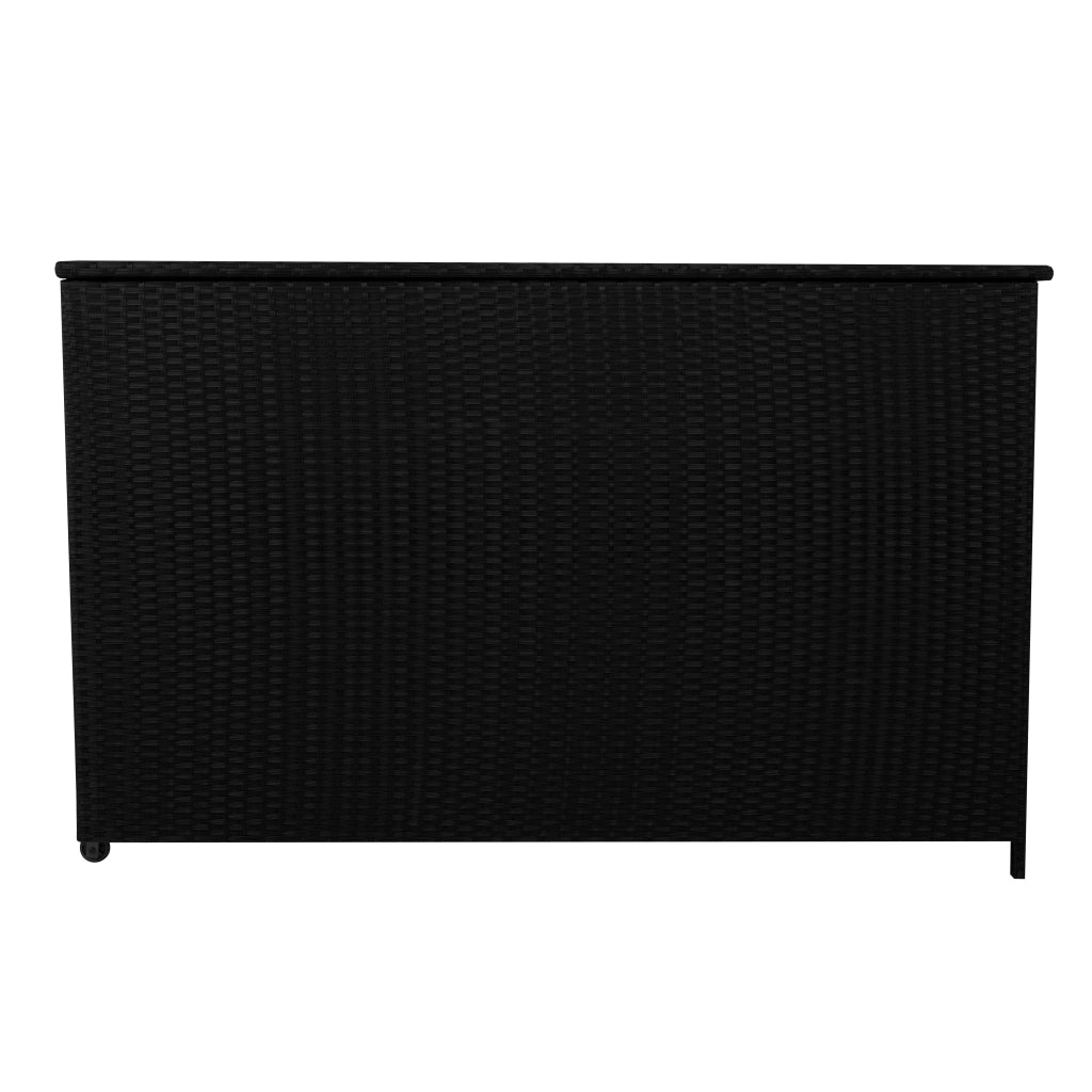 Box Contenitore Rattan Giardino 996L Nero Baule Grande con Rivestimento