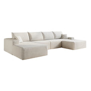 Divano ad angolo modulare con chaise longue a L e schiuma ad alta elasticità in tessuto bianco per soggiorno grande