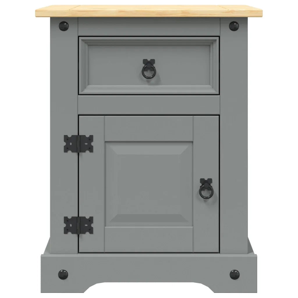 Comodino in Legno di Pino Messicano Corona Grigio 53x39x67 cm 282617