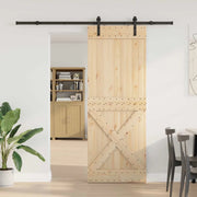 Porta scorrevole NARVIK Naturale e Nero 85 x 210 cm (213,5 cm)