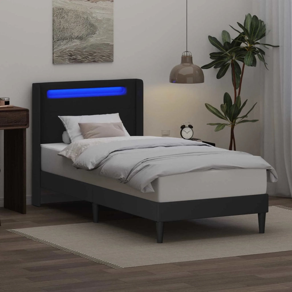 Struttura del letto con strisce LED Nero 80 x 200 cm Similpelle 42027961
