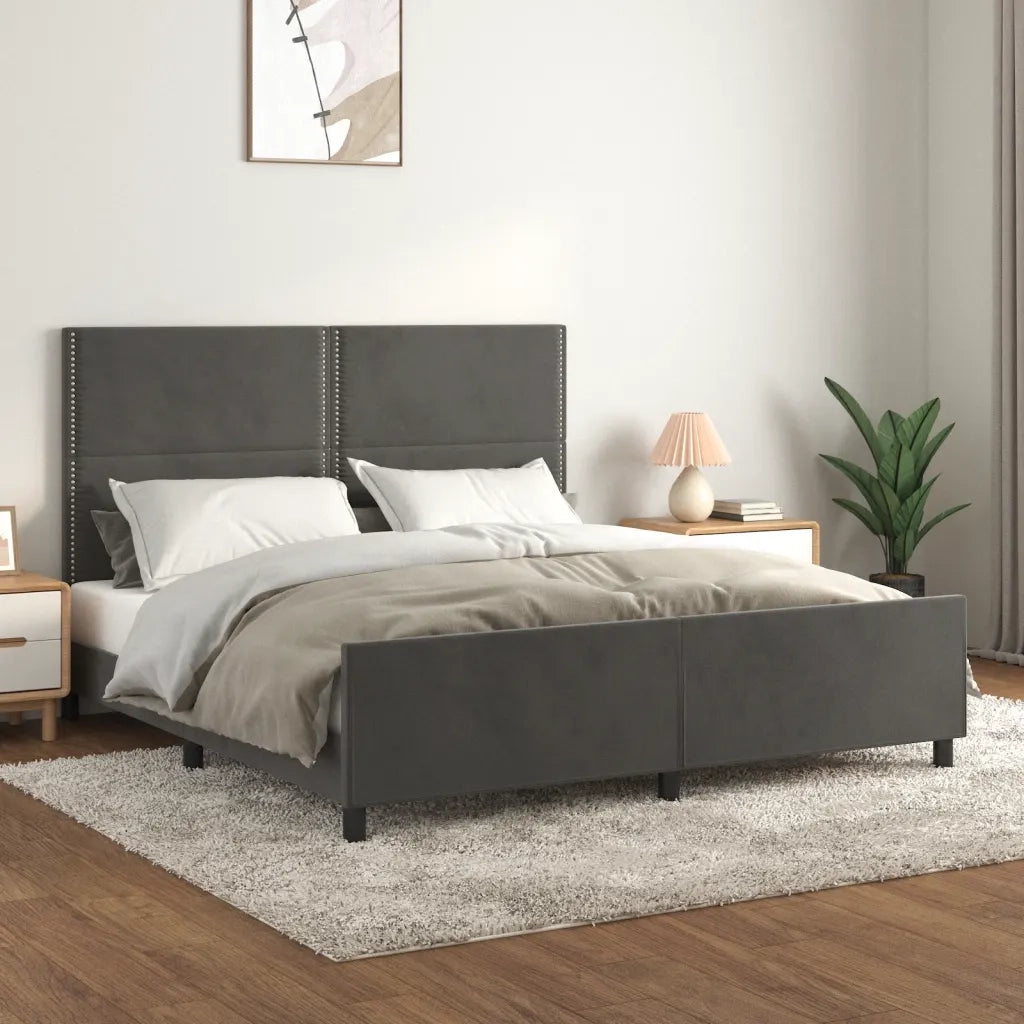 Giroletto senza Materasso-Struttura Letto Grigio Scuro 160x200 cm Velluto 585257