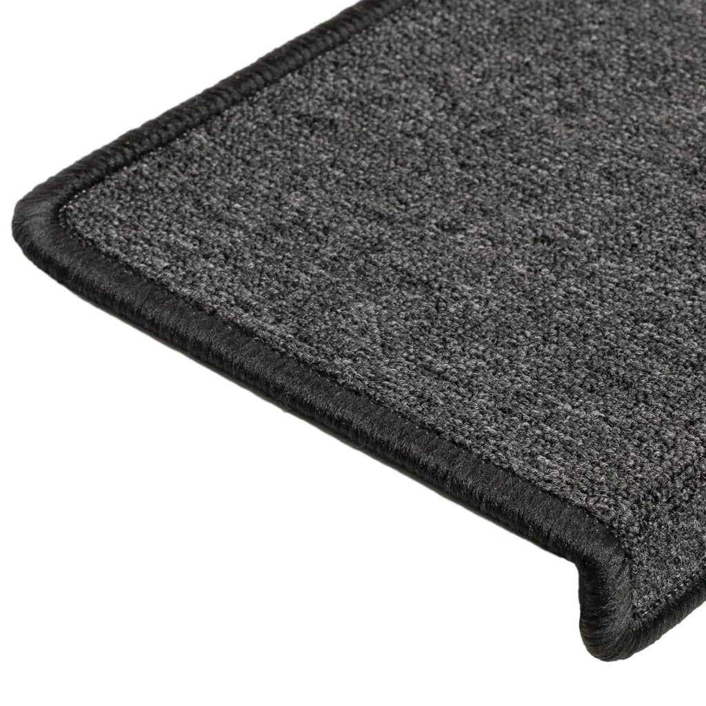 Tappetini per scale 15 pz 65x21x4 cm Antracite Bordo rettangolare 134567