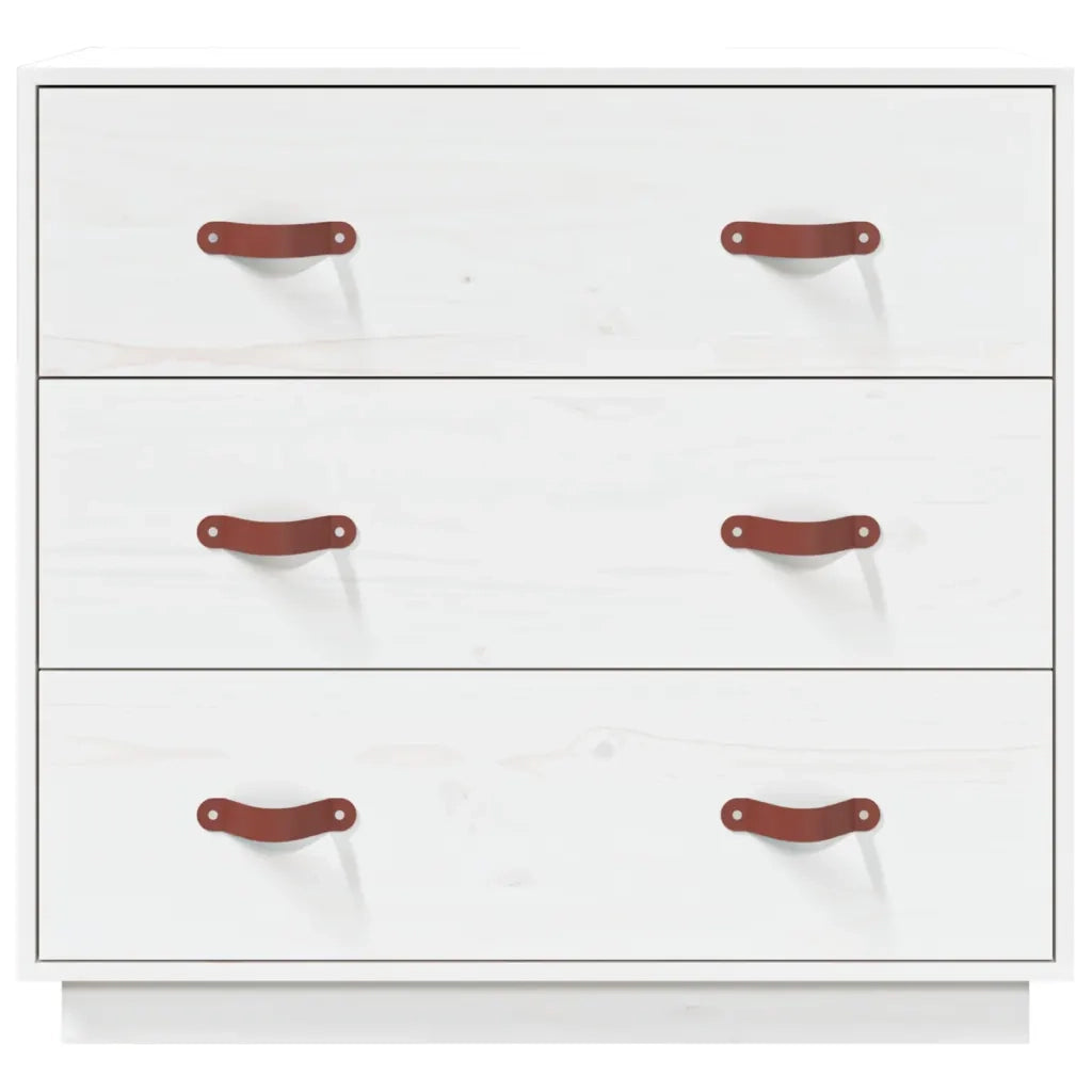 Credenza Bianca 80x40x75 cm in Legno Massello di Pino 820108