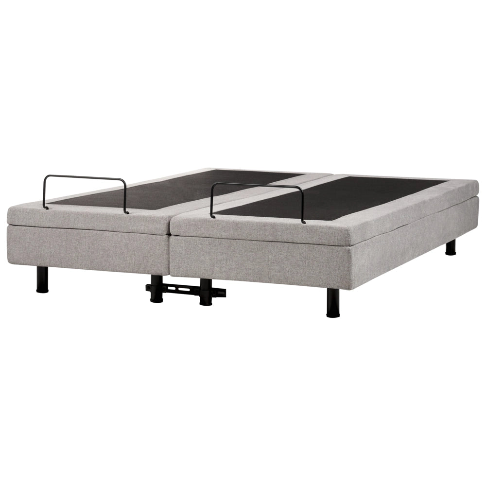 Letto elettrico matrimoniale tessuto grigio chiaro regolabile con telecomando senza testiera 160x200 cm stile moderno